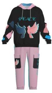 Pullover Hoodie & Lantern Pants SET- ZEBELLZ Aqua Love Birds Collection